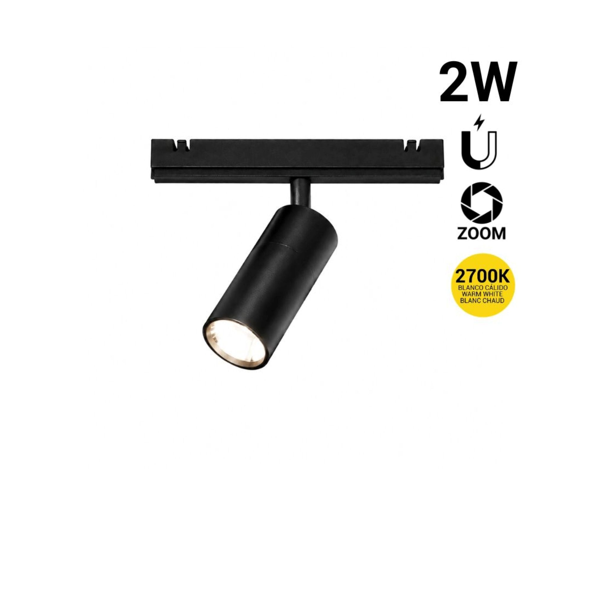 Foco LED con zoom para carril magnético - 5mm - 24°-60º - 2W - 24V