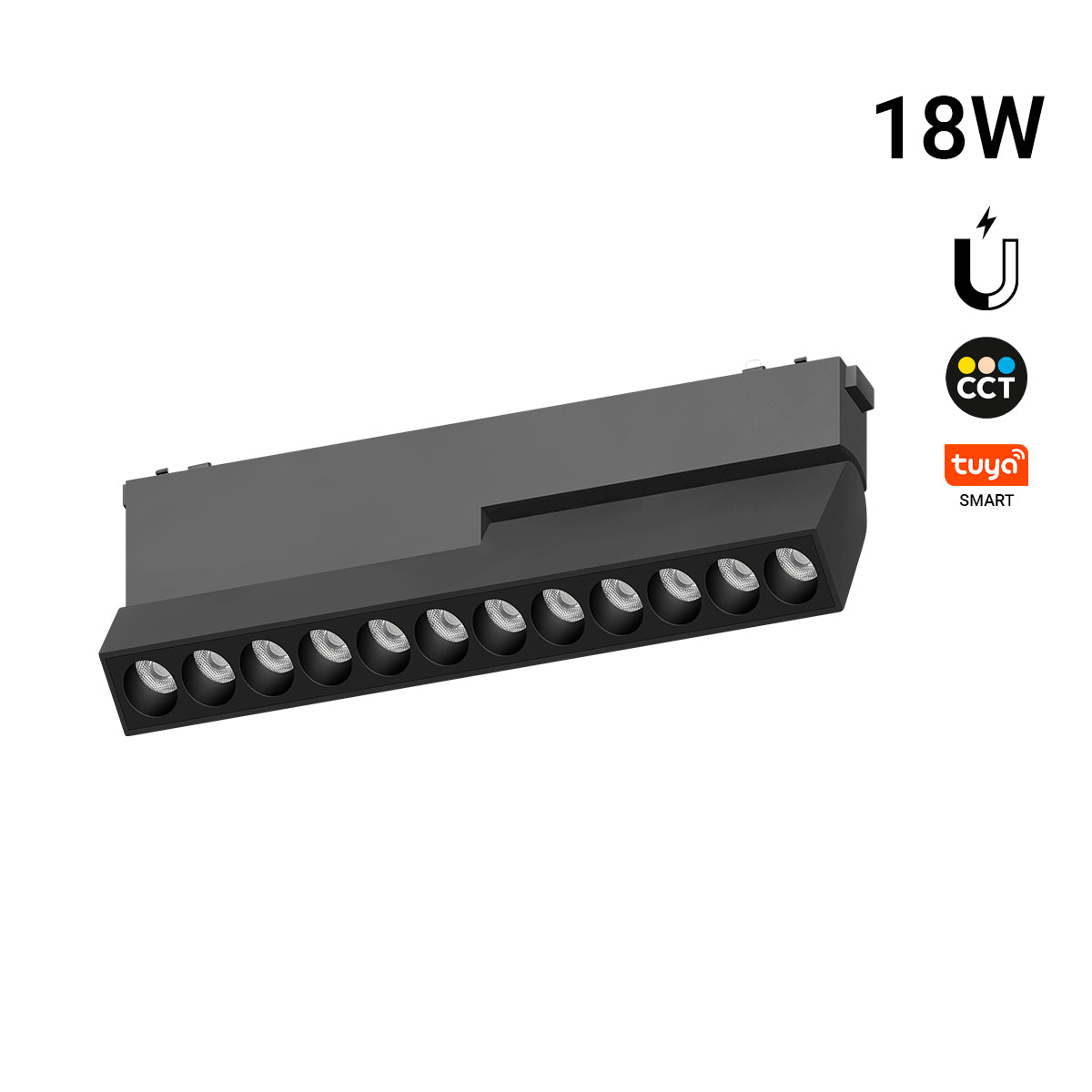 Foco lineal orientable para carril magnético - 18W - 26mm - CCT + SMART - UGR18 - 48V