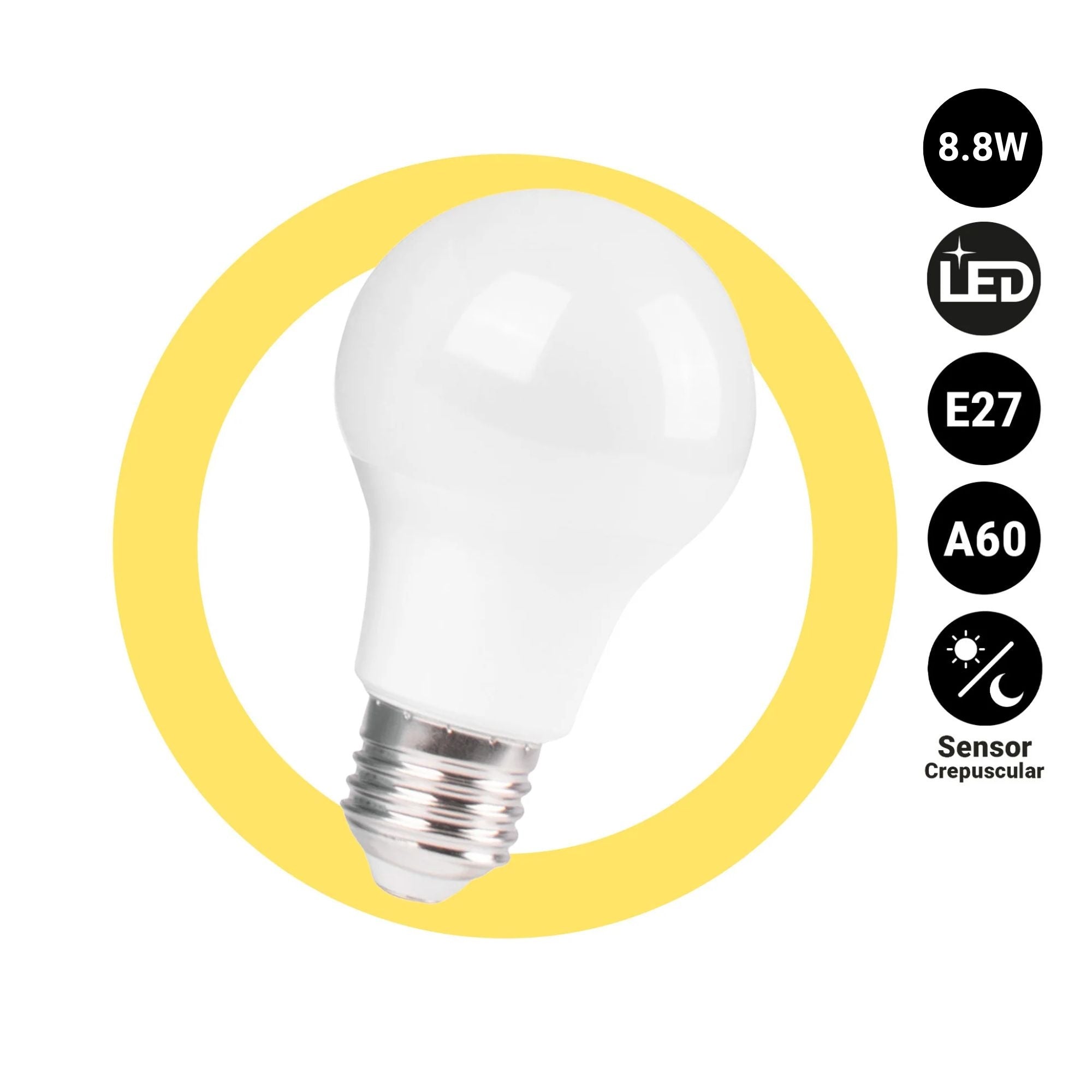 Bombilla LED con sensor crepuscular - E27 A60 - 8,8W