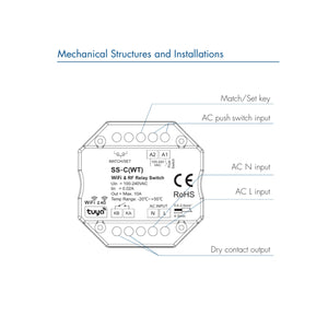 Interruptor Relay - WiFi+RF - 100-240V AC - 10A-8A-6A - TUYA - Skydance (2)