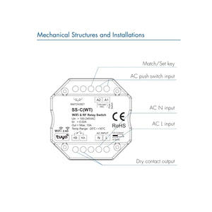 Interruptor Relay - WiFi+RF - 100-240V AC - 10A-8A-6A - TUYA - Skydance - Barcelona Led-Control y regulación