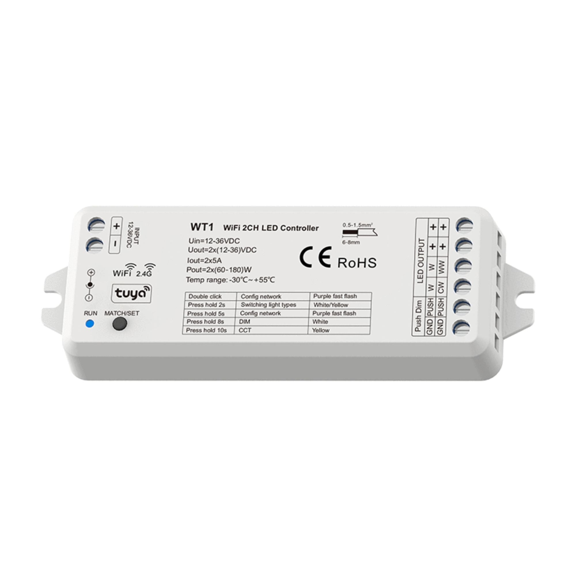 Controlador Monocolor / CCT - 12-36V DC - WiFi+RF - TUYA - Skydance (1)