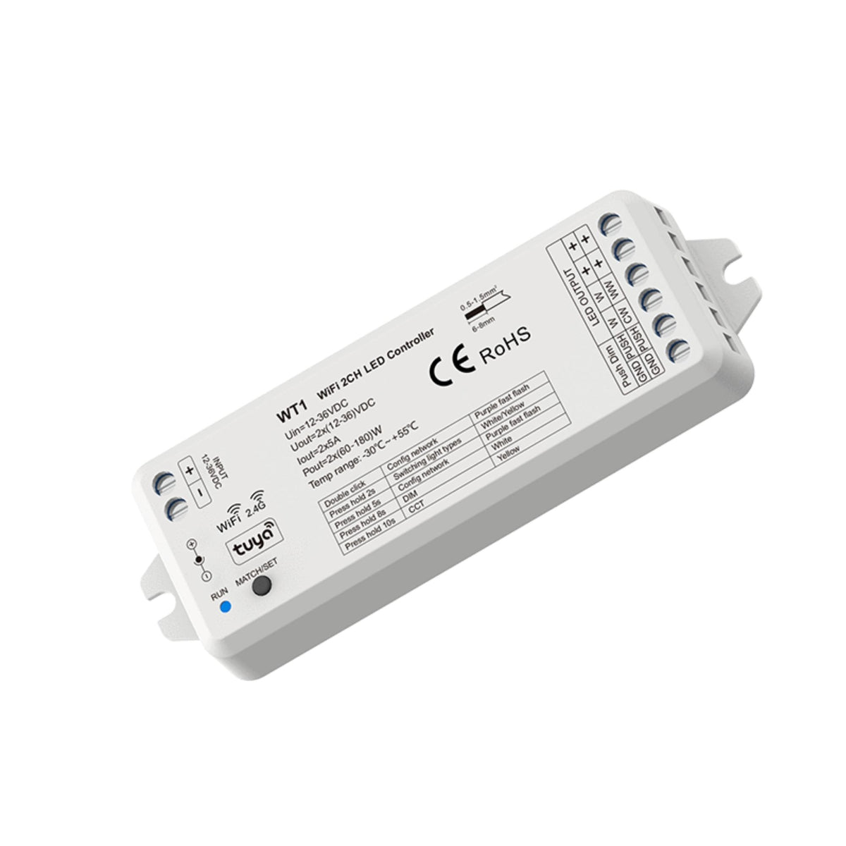 Controlador Monocolor / CCT - 12-36V DC - WiFi+RF - TUYA - Skydance