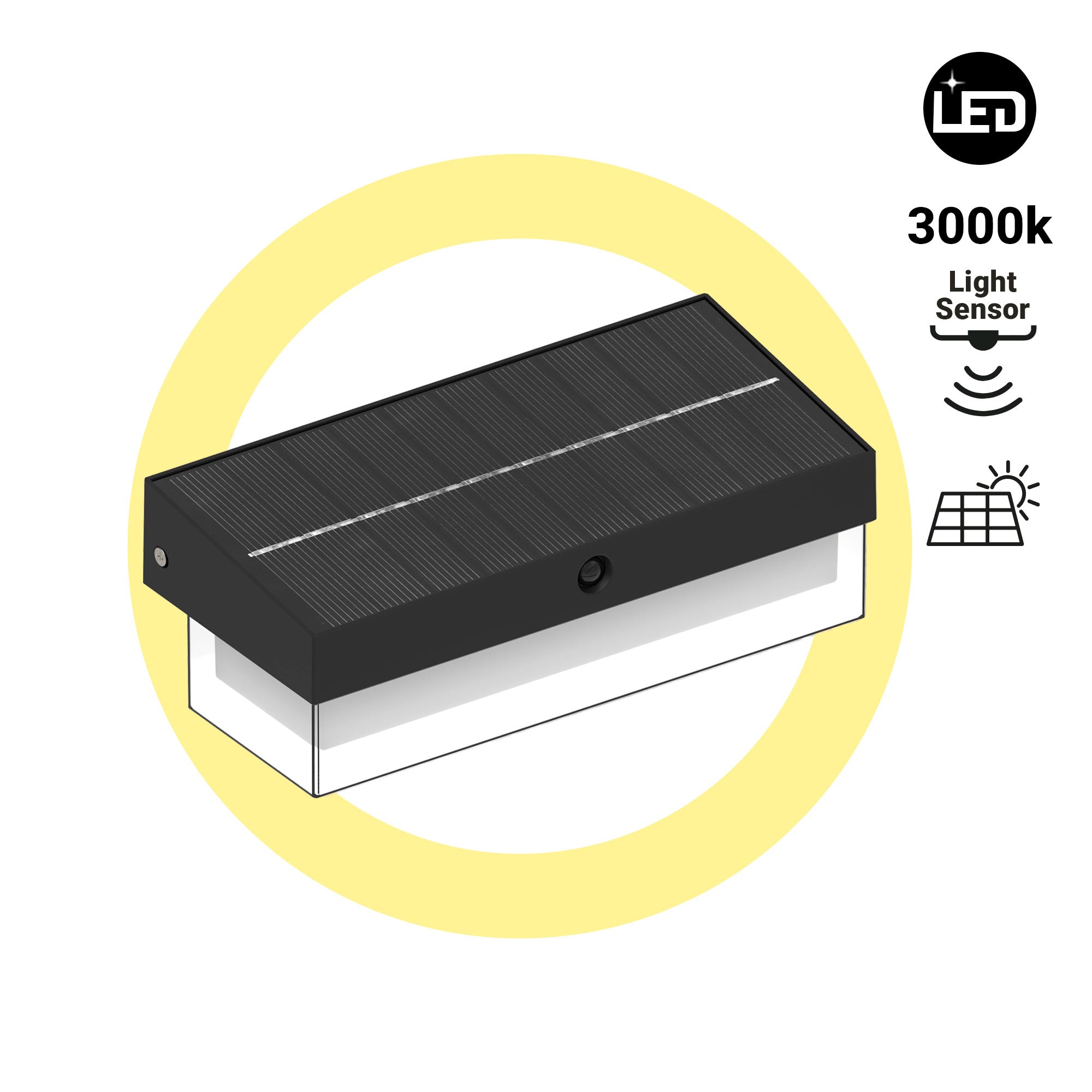 Lámpara LED solar con sensor de microondas - 3000K - IP65 - 900lm