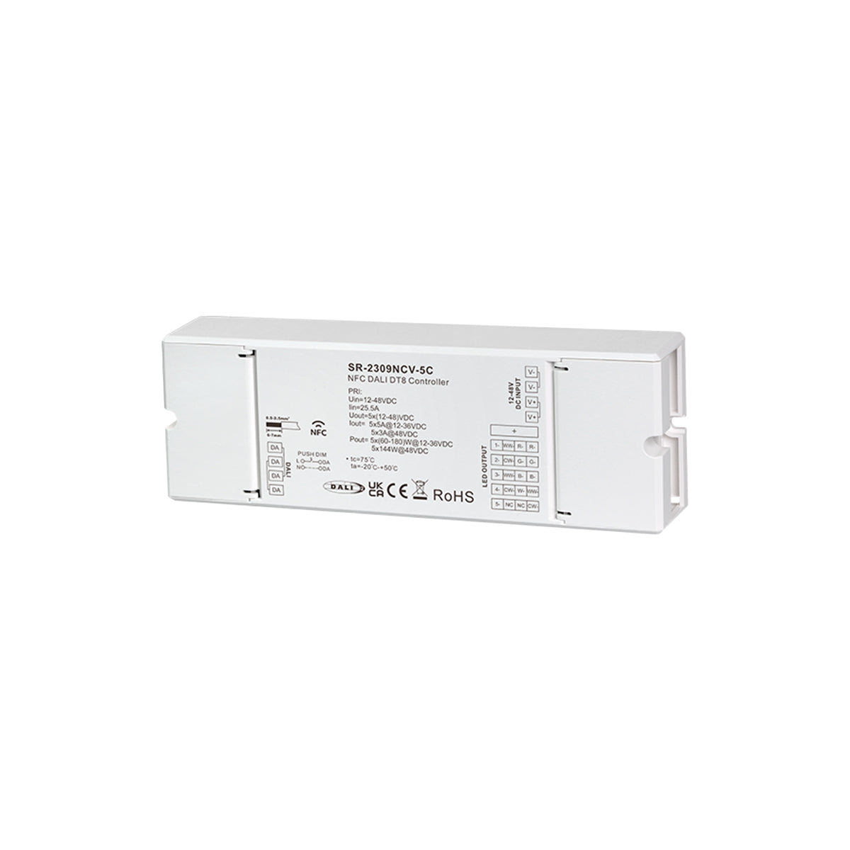 Controlador DALI DT6/DT8 NFC - 5 canales - MONO / CCT / RGB / RGBW / RGB+CCT - 12-48V
