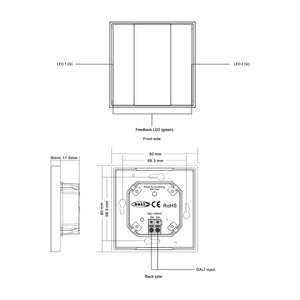 Interruptor de pared DALI-2 - 2 teclas programables - Bus DALI (1)