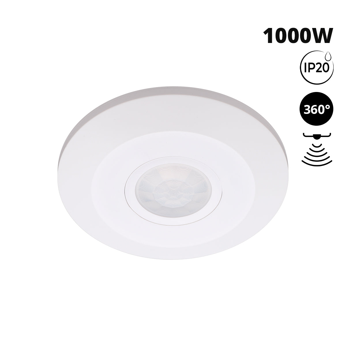 Sensor PIR de movimiento - Superficie - 1000W - 360° - IP20