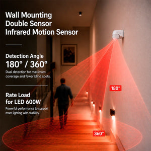 Sensor de movimiento PIR de pared - 180°/360° - 600W - IP44 - Barcelona Led-Control y regulación
