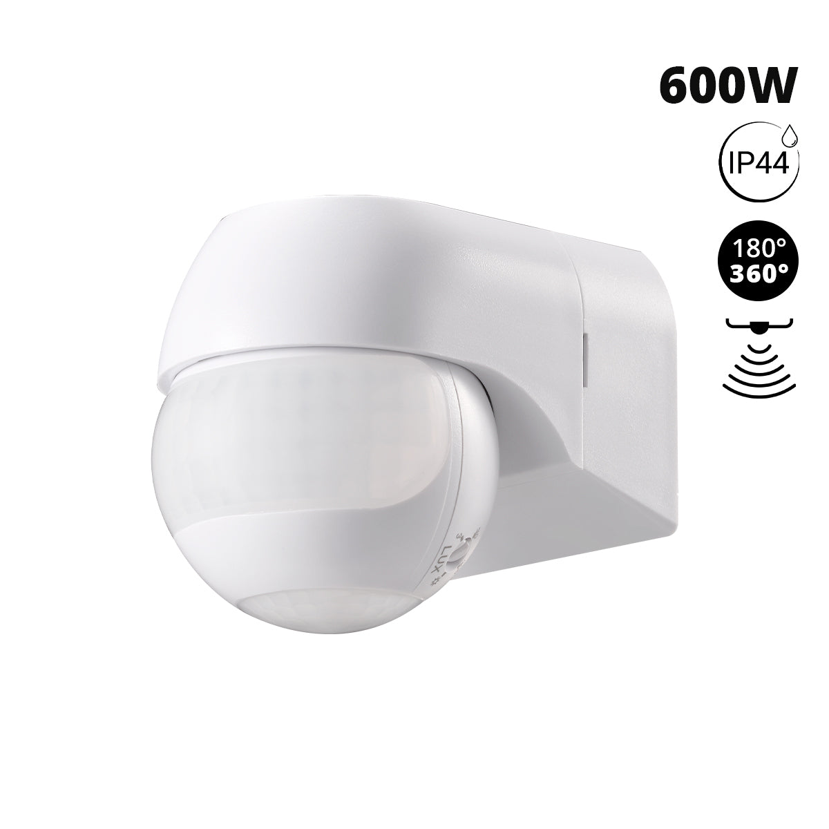 Sensor de movimiento PIR de pared - 180°/360° - 600W - IP44