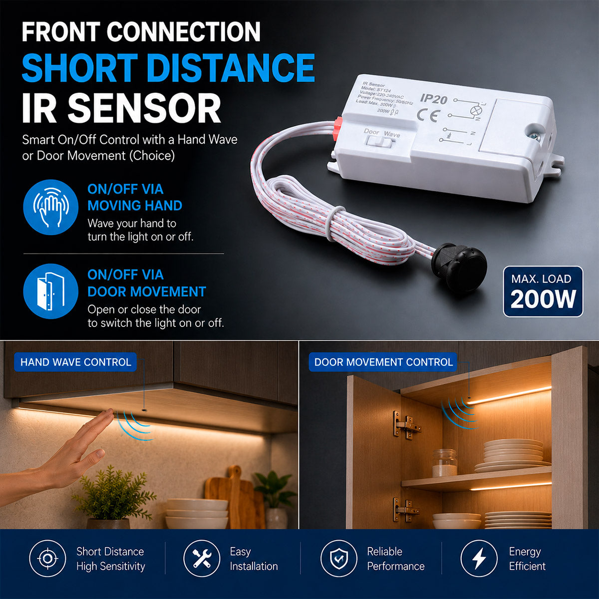 Sensor IR de corta distancia - Superficie - 200W - IP20 (1)