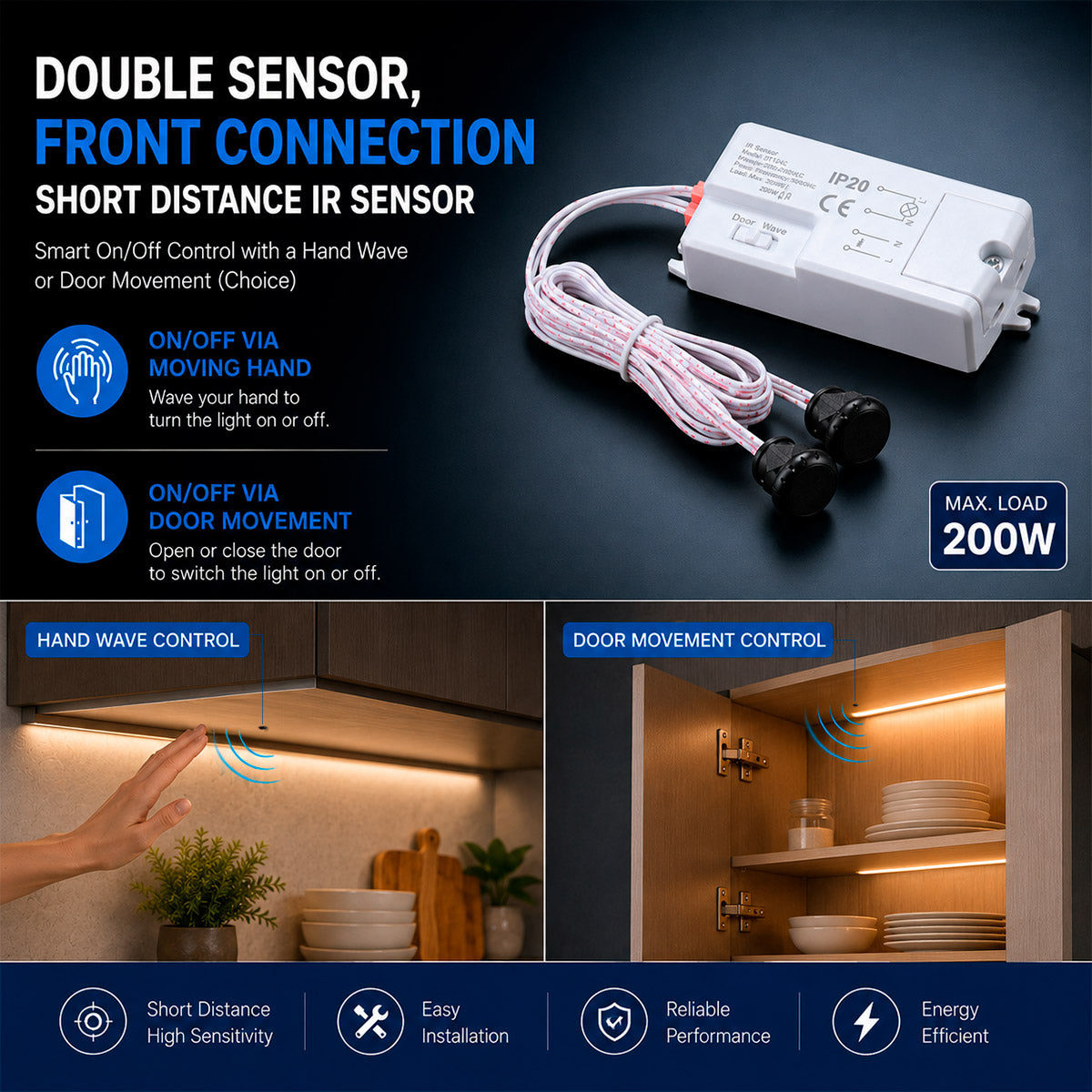 Sensor IR doble de corta distancia - Superficie - 1000W - IP20 (1)