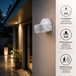 Sensor de movimiento PIR - 3 en 1 - 180°/360° - 600W - IP65 - Barcelona Led-Control y regulación