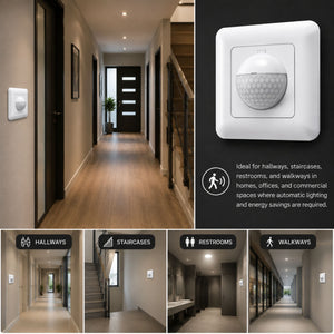 Sensor de movimiento PIR - Empotrable - 190º - 200W - IP20 (4)
