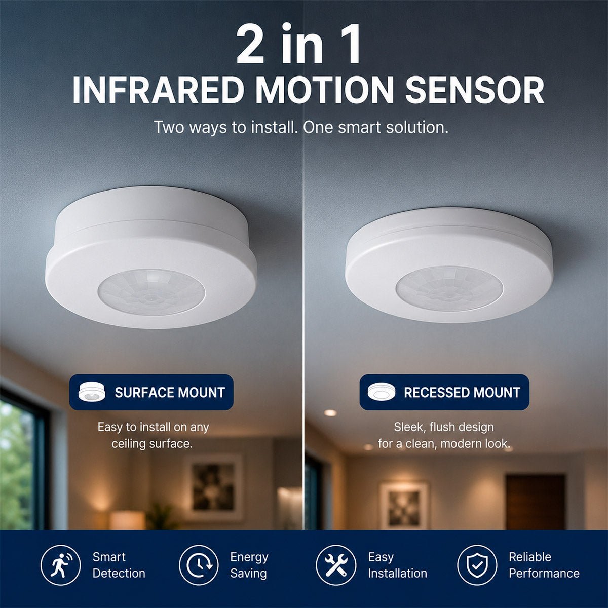 Sensor PIR de movimiento - Superficie/Empotrable - 600W - 360° - IP20 - Barcelona Led-Control y regulación