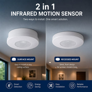 Sensor PIR de movimiento - Superficie/Empotrable - 600W - 360° - IP20 - Barcelona Led-Control y regulación