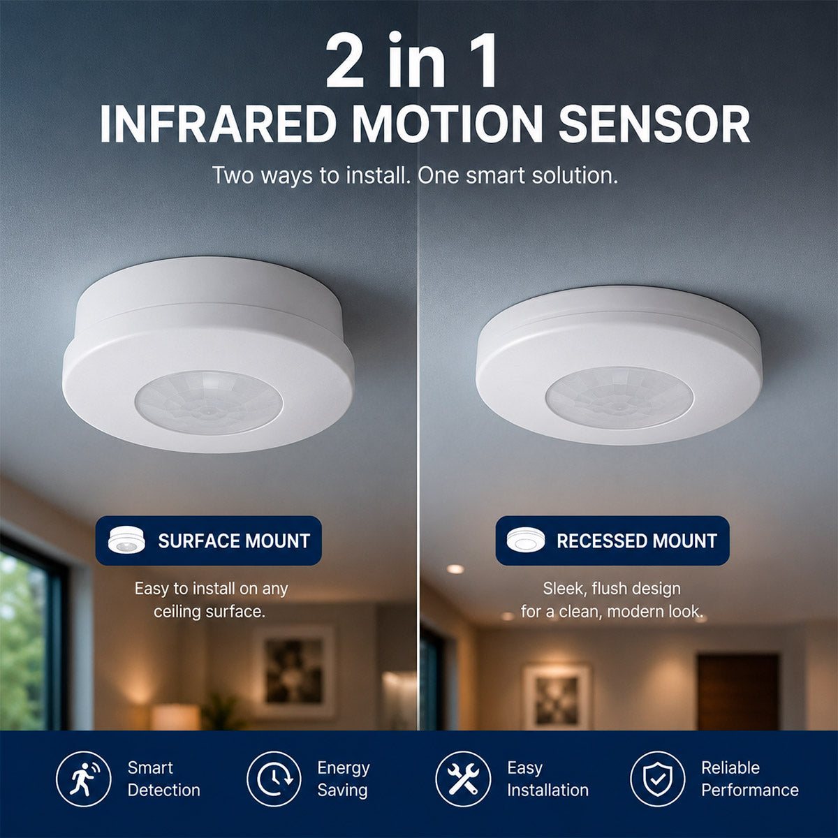 Sensor PIR de movimiento - Superficie/Empotrable - 600W - 360° - IP20 (1)