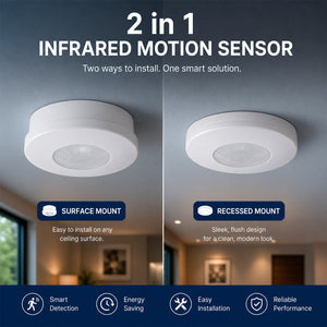 Sensor PIR de movimiento - Superficie/Empotrable - 600W - 360° - IP20 (1)