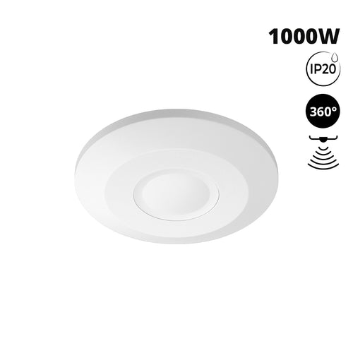 Sensor de presencia por microondas - Superficie - 360º - 1000W - IP20