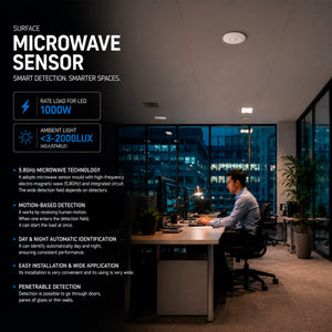 Sensor de movimiento por microondas - Superficie - 360º - 1000W - IP20 (2)