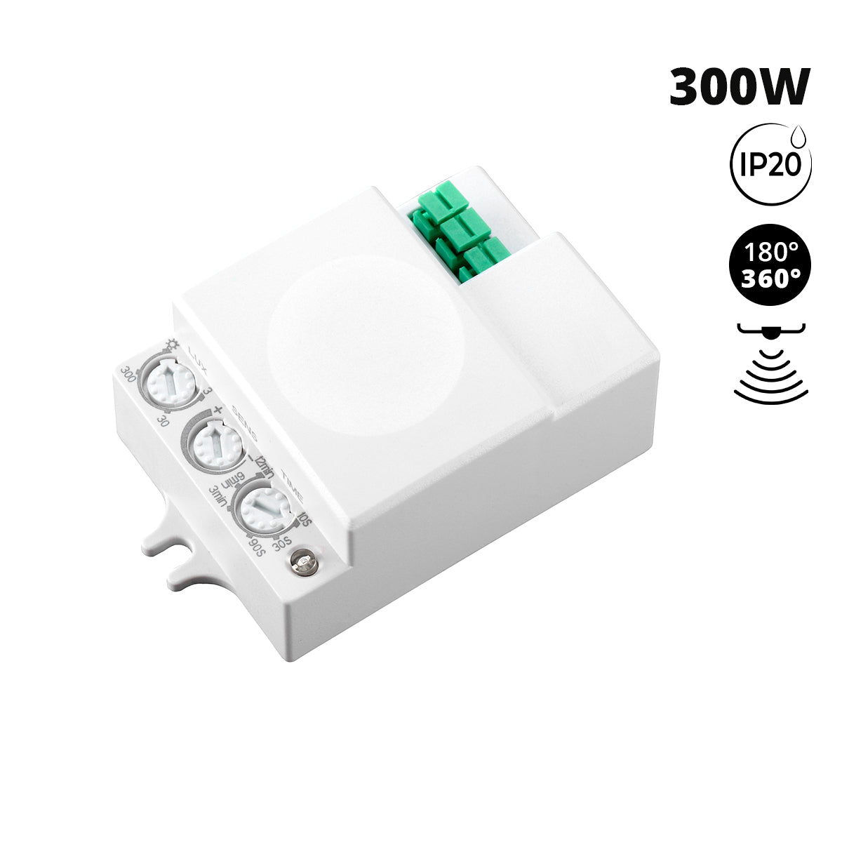Sensor de movimiento por microondas - Superficie - 180°/ 360° - 300W - IP20