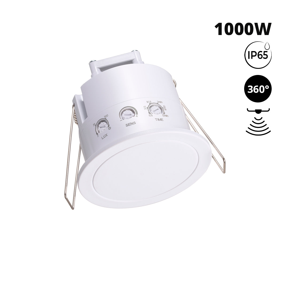 Sensor de presencia por microondas - Empotrable - 360º - 1000W - IP65