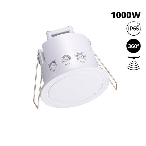 Czujnik obecności mikrofalowy - Wpuszczany - 360º - 1000W - IP65