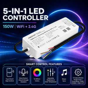 Controlador de tira LED RGB / RGBW con fuente de alimentación 150W - 24V DC - WIFI+2.4G - IP67 5 EN 1 (2)