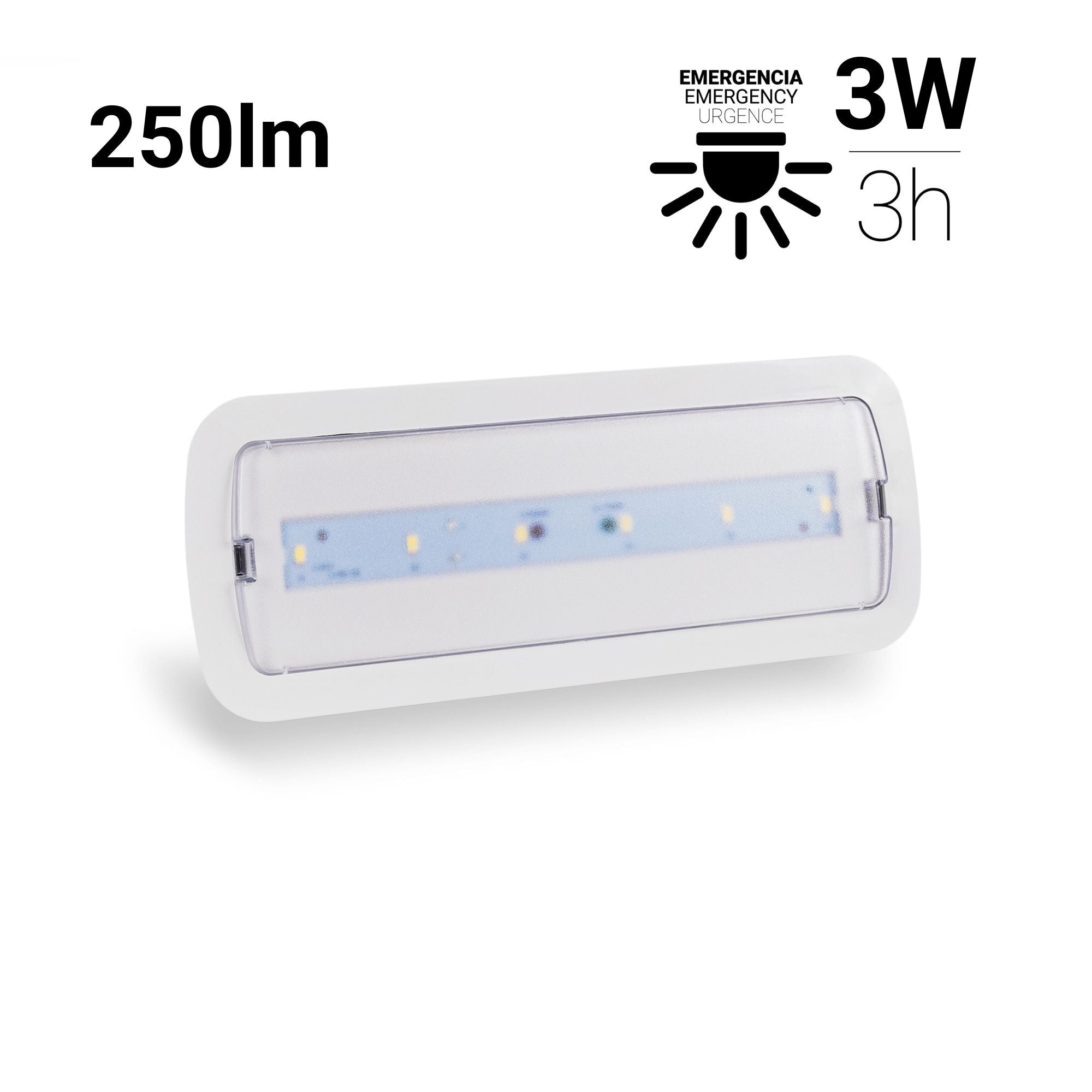 Luz de emergencia LED 3W - 250lm - 3 h de autonomía