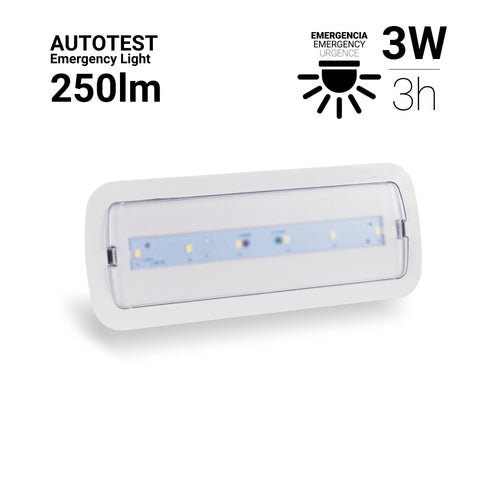 SELF TEST LED emergency light - 3W - 250lm - Autonomy 3h