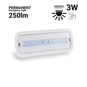 Luz de emergencia permanente 3W - 250lm - 3 h de autonomía - Barcelona Led-