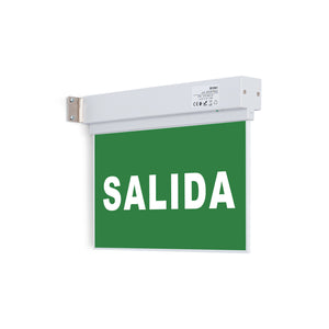 Luz de emergencia permanente con cartel "SALIDA"