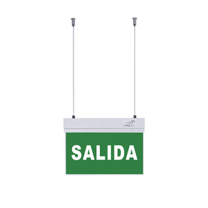 Luz de emergencia permanente con cartel "SALIDA" - Suspensión
