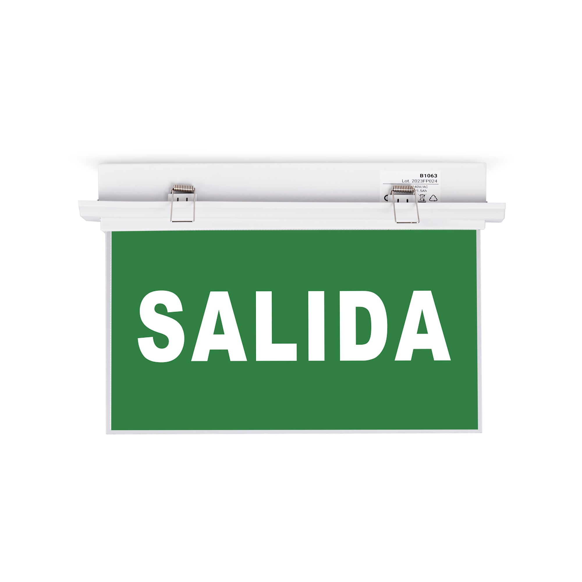 Luz de emergencia permanente con cartel "SALIDA" - Empotrable