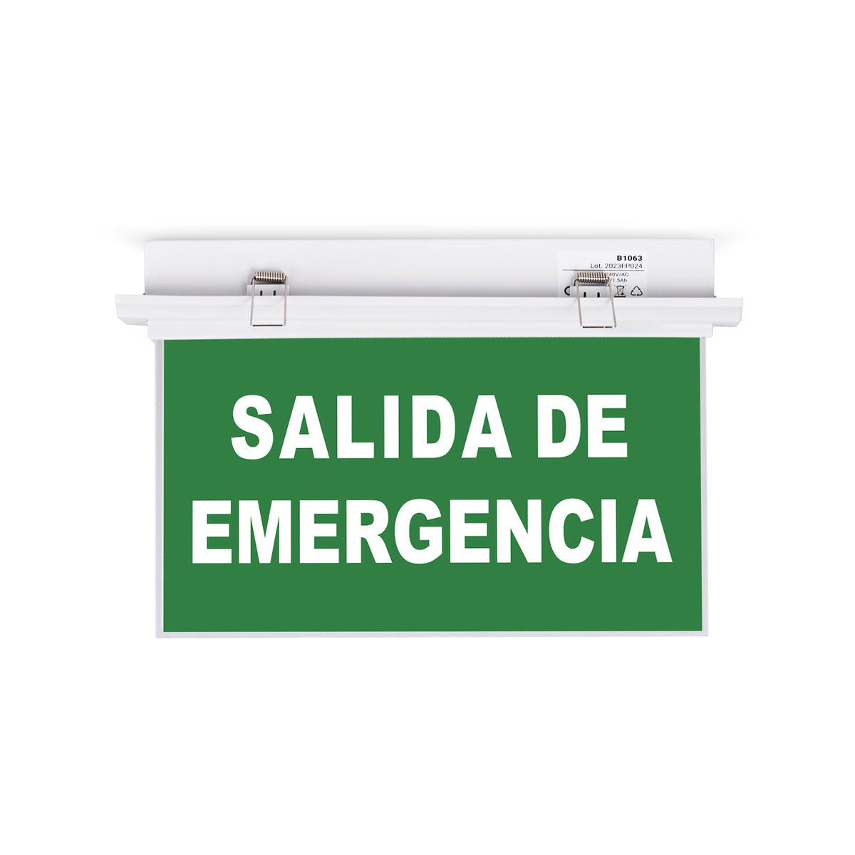 Luz de emergencia permanente con cartel "SALIDA DE EMERGENCIA" - Empotrable