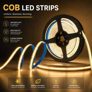 Tira LED COB 24V DC - 12W/m - 8mm - IP20 - Rollo de 5 metros - Corte cada 4,5 cm (3)
