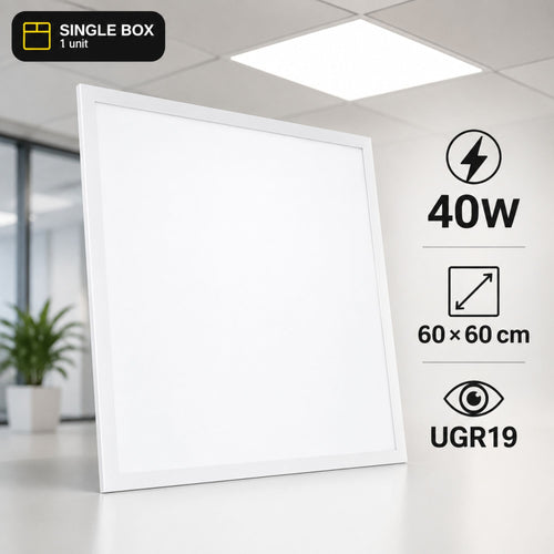 Backlit recessed LED panel 60x60cm - 40W - 100lm/W - Driver flicker free - UGR19 - IP40 - (Box x1 unit)
