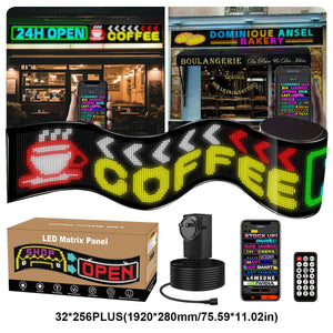 Display LED flexible programable - 192 x 28 cm - USB + Bluetooth + mando a distancia - Barcelona Led-Signage