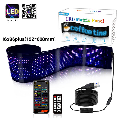 Programmable flexible LED display - 89 x 19 cm - USB + Bluetooth + remote control