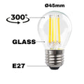 Spherical LED filament bulb - E27 G45 - 3.8W - Transparent 5
