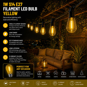 Bombilla LED Filamento - S14 E27 - 1W - Cristal de colores (2)