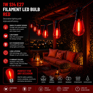 Bombilla LED Filamento - S14 E27 - 1W - Cristal de colores (15)