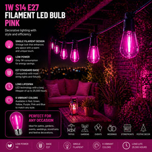 Bombilla LED Filamento - S14 E27 - 1W - Cristal de colores (19)