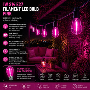 Bombilla LED Filamento - S14 E27 - 1W - Cristal de colores - Barcelona Led-Iluminación