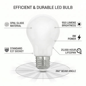 Bombilla LED A60 E27 Opal Milky 8W — Luz Cálida 3000K, 950 lm, 360° | 25.000 h de Vida Útil (1)