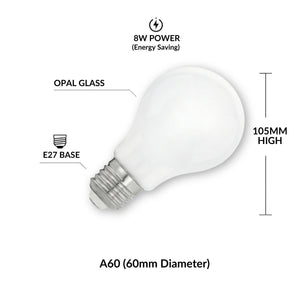 Bombilla LED A60 E27 Opal Milky 8W — Luz Cálida 3000K, 950 lm, 360° | 25.000 h de Vida Útil (2)