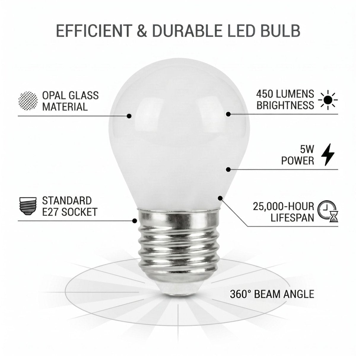 Bombilla filamento LED "Milky" - G45 E27 - 5W - Luz Cálida 3000K - Barcelona Led-