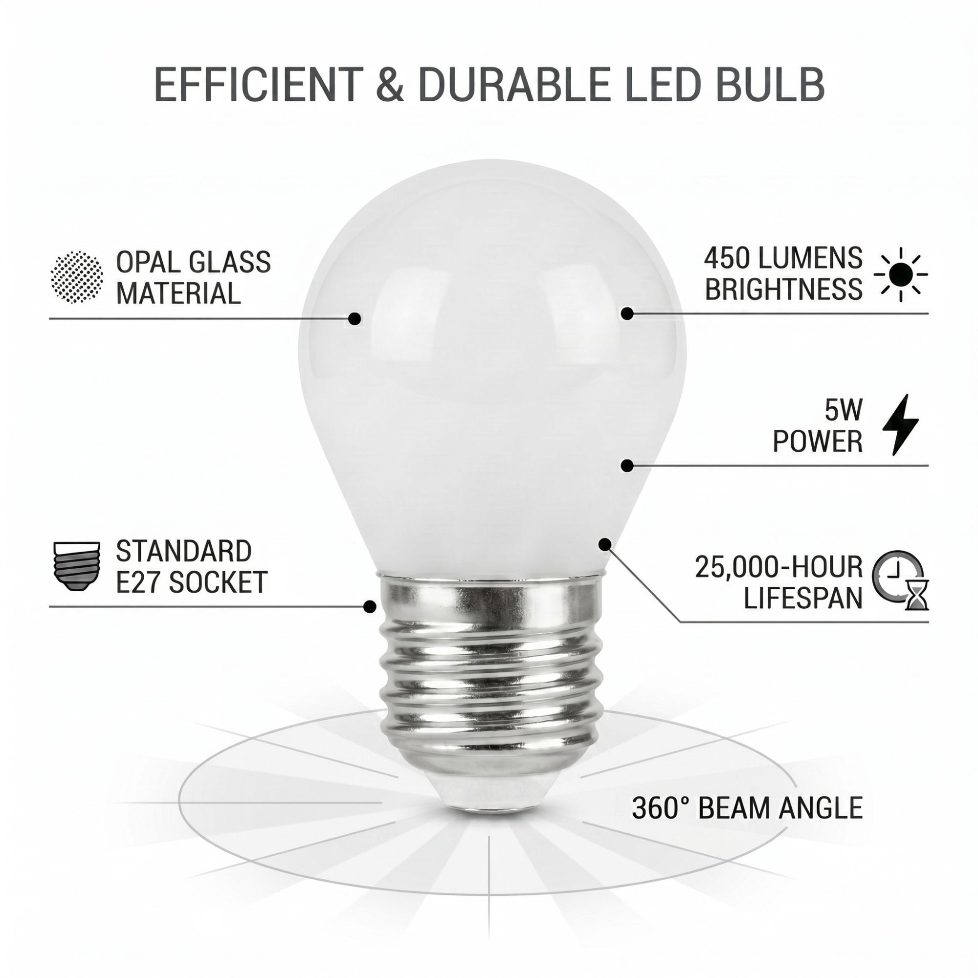 Bombilla filamento LED "Milky" - G45 E27 - 5W - Luz Cálida 3000K (1)