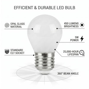 Bombilla filamento LED "Milky" - G45 E27 - 5W - Luz Cálida 3000K (1)