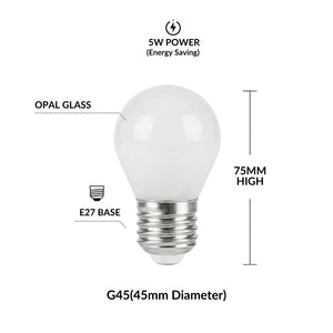 Bombilla filamento LED "Milky" - G45 E27 - 5W - Luz Cálida 3000K (2)