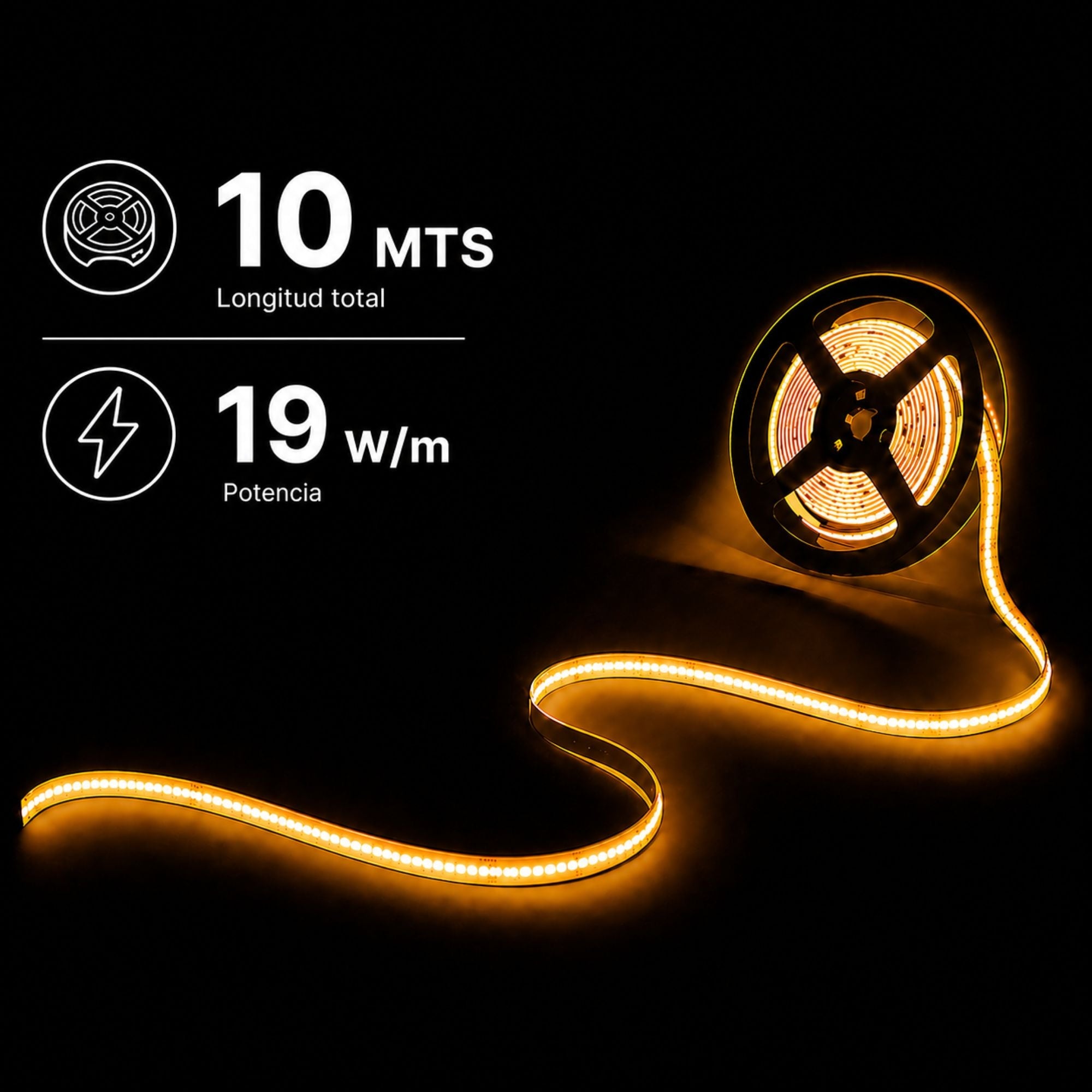 Tira LED COB 24V DC - RGBWW - 19W/m - 12mm - IP20 - Rollo de 10 metros - Corte 33mm